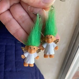Vintage troll doll angel earrings
